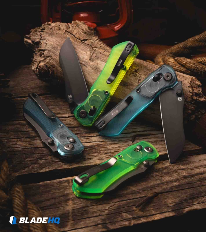 GEO Knife Komodo Crossbar Lock Knife Green Acrylic (3.1" SW S90V)